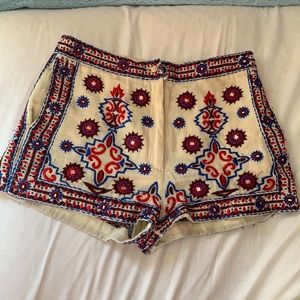 Embroidered red white and blue shorts